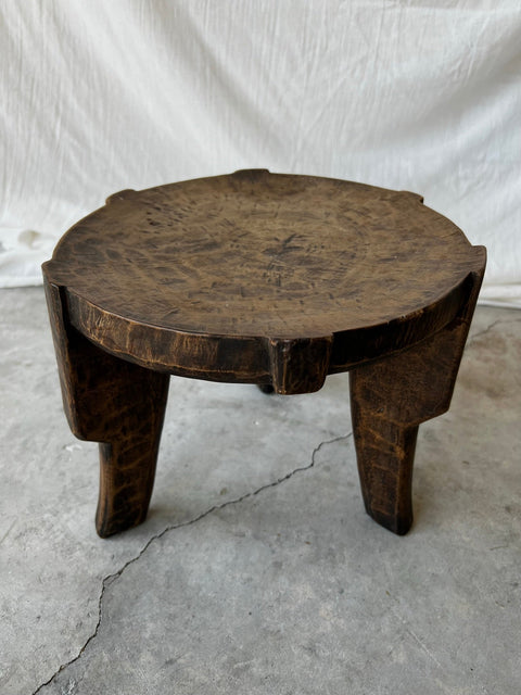 Global Eclecticist Vintage African Handmade Carving Accent Stool