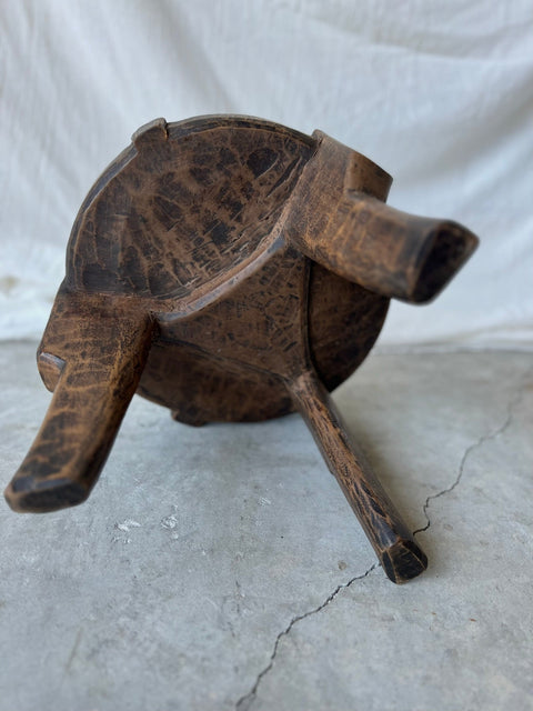 Global Eclecticist Vintage African Handmade Carving Accent Stool
