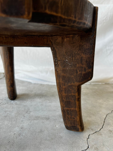 Global Eclecticist Vintage African Handmade Carving Accent Stool