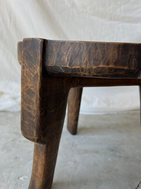 Global Eclecticist Vintage African Handmade Carving Accent Stool