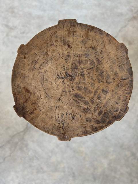 Global Eclecticist Vintage African Handmade Carving Accent Stool