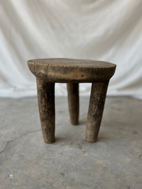 Global Eclecticist Vintage African Rustic Handmade Accent Stool