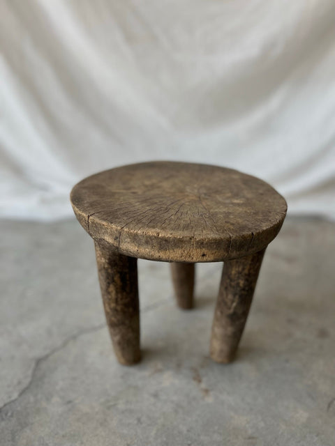 Global Eclecticist Vintage African Rustic Handmade Accent Stool