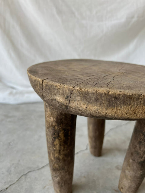 Global Eclecticist Vintage African Rustic Handmade Accent Stool