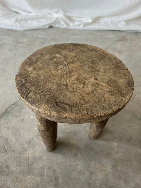 Global Eclecticist Vintage African Rustic Handmade Accent Stool