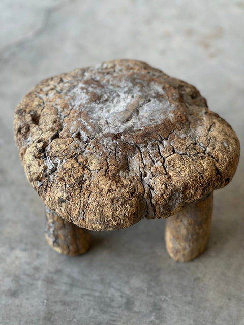 Global Eclecticist Rustic Backless Accent Stool with Cylinder Leg