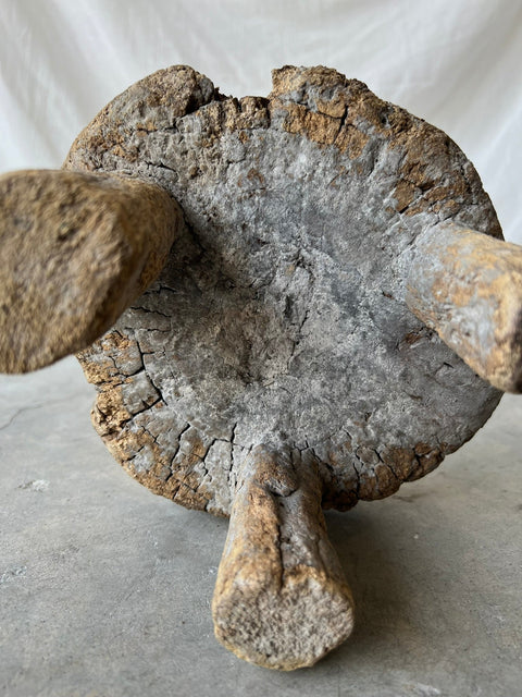 Global Eclecticist Rustic Backless Accent Stool with Cylinder Leg