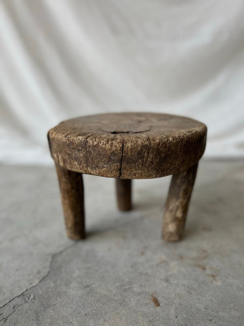 Global Eclecticist Vintage African Ball Design Accent Stool