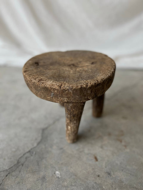 Global Eclecticist Vintage African Ball Design Accent Stool