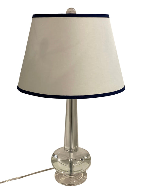 Linen Hardback Pembroke Lamp Shade W/ Samuel and Sons Sapphire Trim