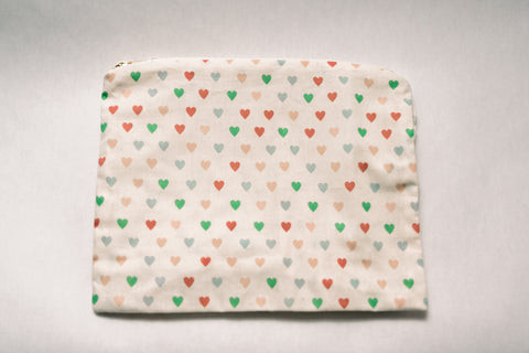 Love in Bloom Heart Print Ruffled Zipper Pouch