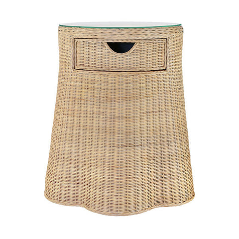 Space Saving Bohemian Round Rattan Accent Table