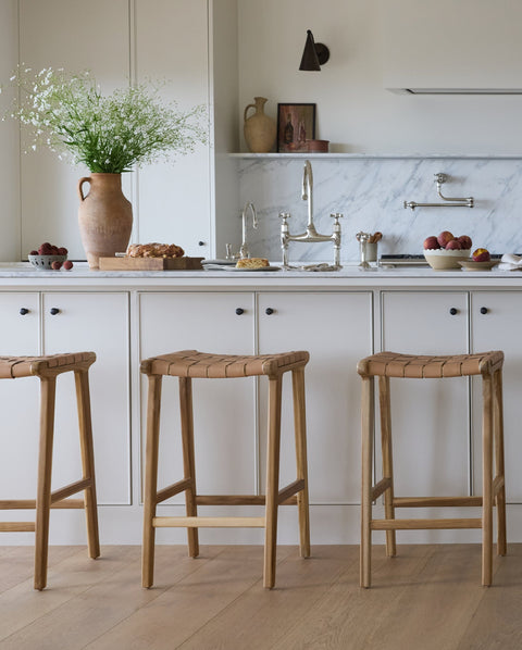 Timeless Minimalist Scandinavian Oak Armless Counter Stool