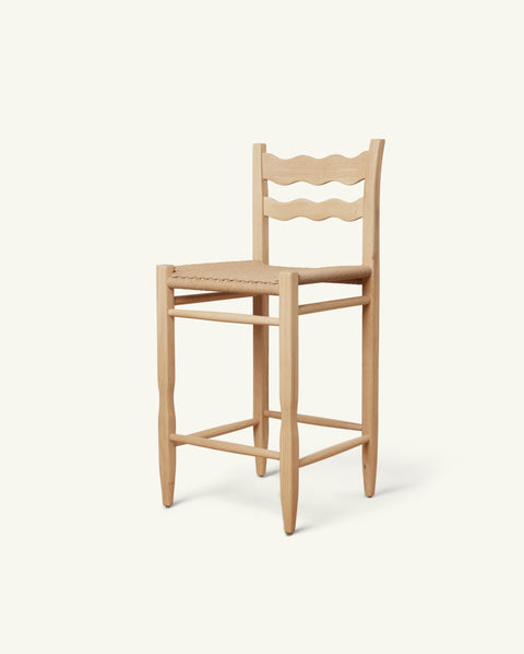 Freda Artful Traditionalist Mid Century Oak Ladder Counter Stool