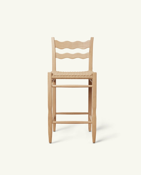 Freda Artful Traditionalist Mid Century Oak Ladder Counter Stool