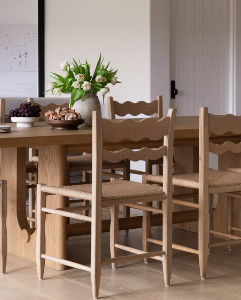 Freda Artful Traditionalist Mid Century Oak Dining Side Chair