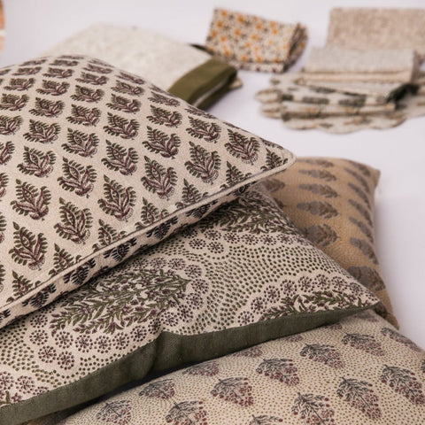 Filling Spaces Artful Traditionalist Bohemian Hand Block Print Accent Throw Pillow - 18 x 18 - 20 x 20 - 22 x 22 - 24 x 24 - 26X 26 - 14 x 20 - 14 x 40 - 18 x 40 - 16 x 50