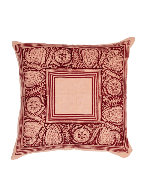 Powered by People Artful Traditionalist Bohemian Hand Block Print Linen Pillow Cover - 20 x 20