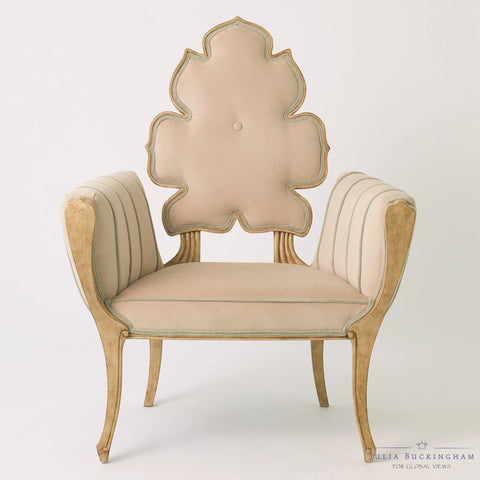 Artful Traditionalist Curved Upholstered Armchair