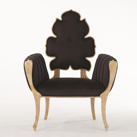 Artful Traditionalist Curved Upholstered Armchair