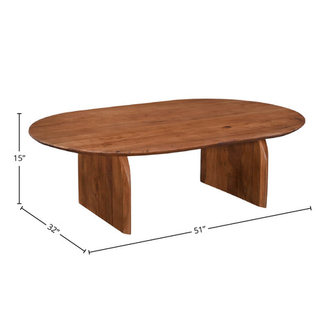 LH Imports Domingo Timeless Minimalist Modern Curved Coffee Table