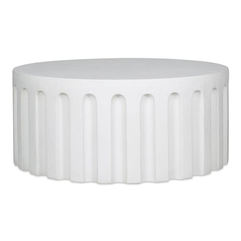 Eris Minimalist Drum Coffee Table with Fluted Details