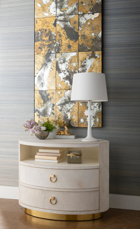 Villa & House Julius Gilded Drum Nightstand in Quiet Luxury Style