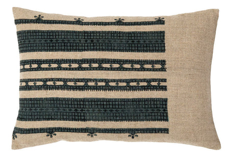 Filling Spaces Artful Traditionalist Bohemian Hand Block Print Lumbar Pillow - 18 x 18 - 20 x 20 - 22 x 22 - 24 x 24 - 26X 26 - 14 x 20 - 14 x 40 - 18 x 40 - 16 x 50