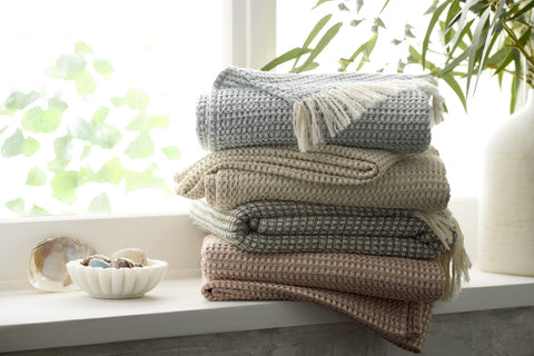 Jenna Geometric Woven Rectangle Throw with Fringe Scandinavian Style