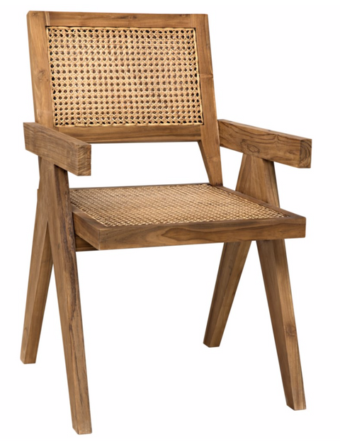 Timeless Minimalist Organic Teak Armchair with Track Arms