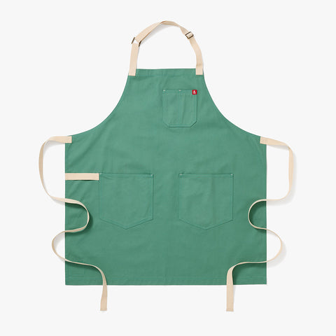 Bib Solid Adjustable Apron with Patch Pockets