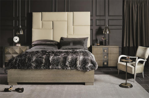 Bernhardt Modern Mosaic Upholstered Headboard Panel in Tan - Low Profile - Queen - King