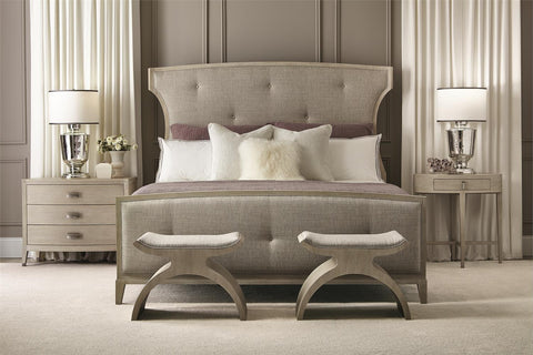 Bernhardt Elegant East Hampton Wingback Upholstered Panel Bed - King - Queen - King