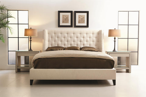 Bernhardt Contemporary Maxime Wingback Platform Bed with Button Tufting - Queen - Queen