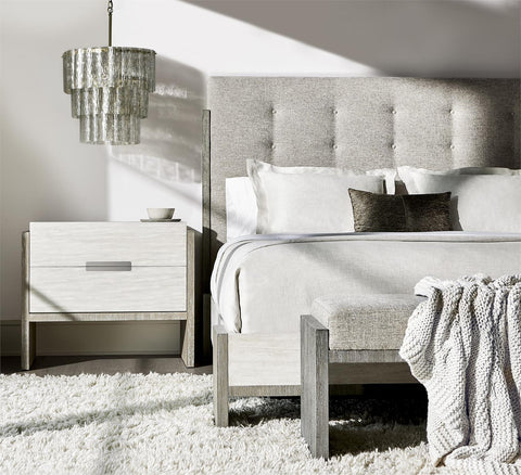 Bernhardt Farmhouse Low Profile Upholstered Panel Bed - Queen - Cal King - Queen - King