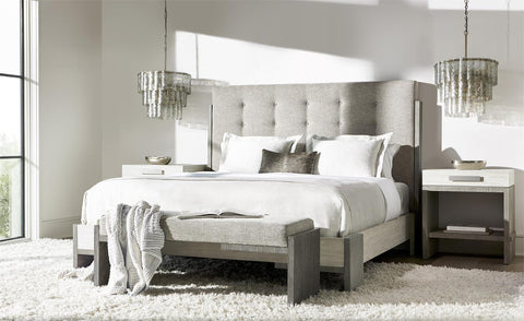 Bernhardt Farmhouse Low Profile Upholstered Panel Bed - Queen - Cal King - Queen - King