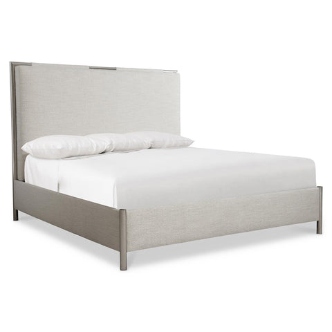 Bernhardt Mid Century Modulum Low Profile Panel Bed with Upholstered Headboard - Queen - Queen - King