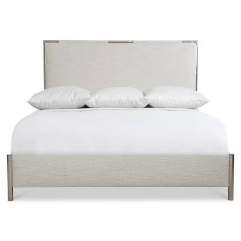 Bernhardt Mid Century Modulum Low Profile Panel Bed with Upholstered Headboard - Queen - Queen - King