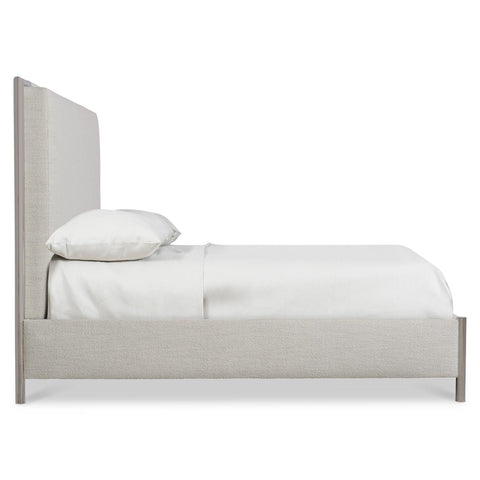 Bernhardt Mid Century Modulum Low Profile Panel Bed with Upholstered Headboard - Queen - Queen - King
