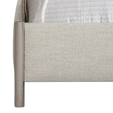 Bernhardt Mid Century Modulum Low Profile Panel Bed with Upholstered Headboard - Queen - Queen - King