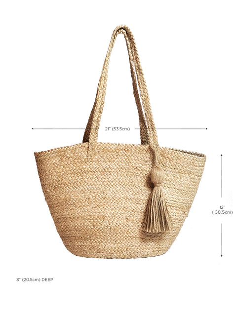 Beach Handmade Braided Basket Weave Open Top Tote