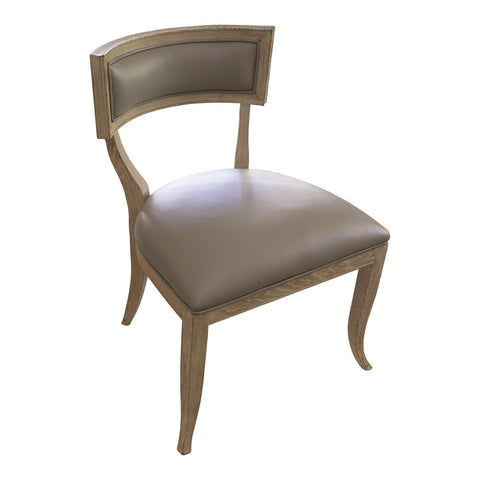 Artful Traditionalist Oak Upholstered Barrel Back Dining Side Chair