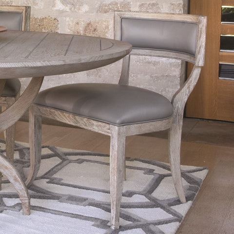 Artful Traditionalist Oak Upholstered Barrel Back Dining Side Chair