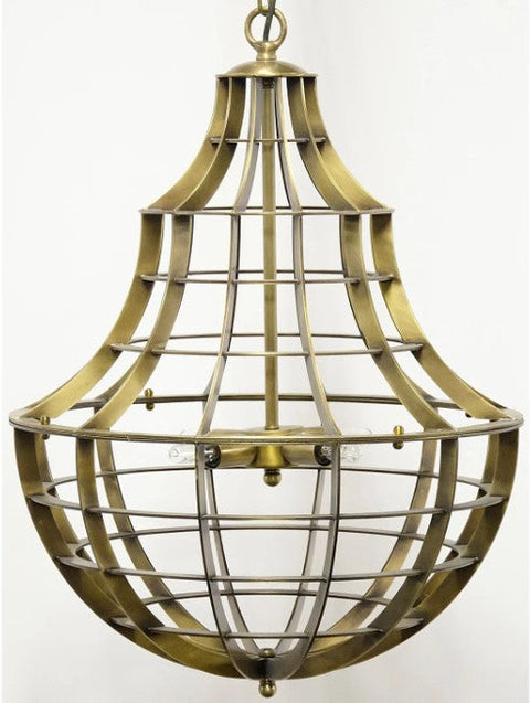Ribcage Accent Chandelier in Antique Brass Vintage Ceiling Light