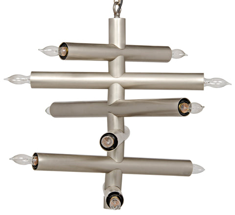 Ambient Mid Century Chandelier with Antique Silver Leaf Finish