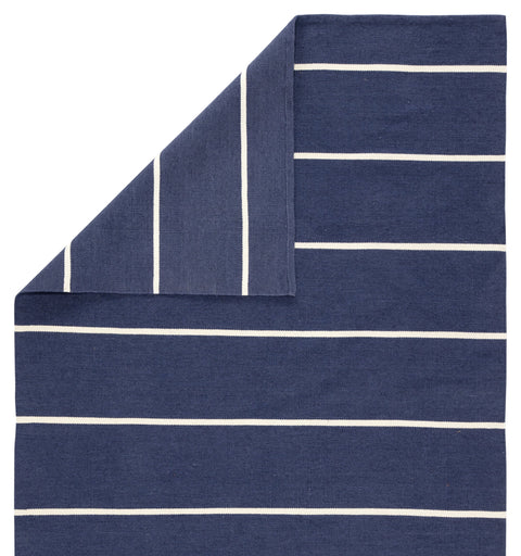 Coastal Stripe Handmade Area Rug in Navy and Ivory - 8' x 10'