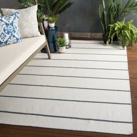 Coastal Stripe Rectangle Area Rug in Ivory - 8' x 10'