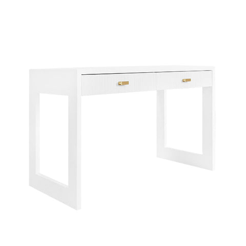Worlds Away Timeless Minimalist Fluted Wood Writing Desk in Contemporary Style - 48 W