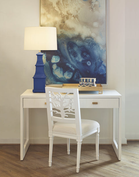 Artful Traditionalist Coastal Dining Side Chair with Fluted Leg