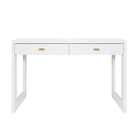 Worlds Away Timeless Minimalist Fluted Wood Writing Desk in Contemporary Style - 48 W